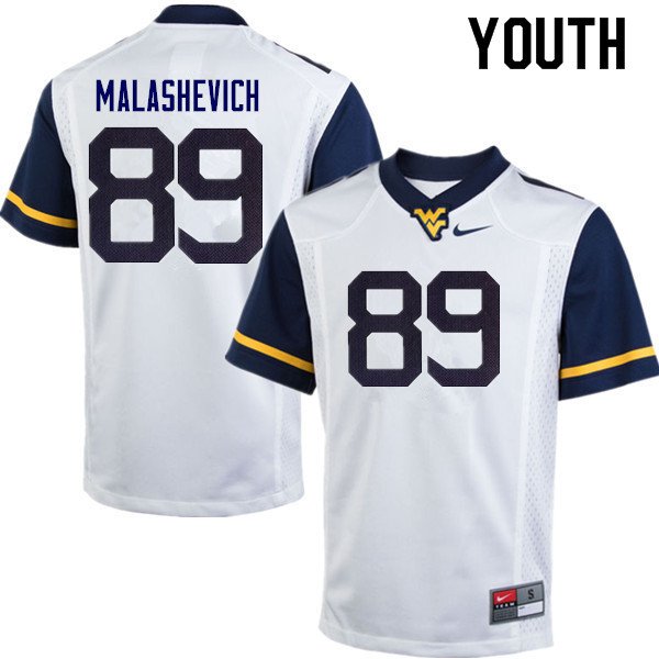 Youth #89 Graeson Malashevich West Virginia Mountaineers College Football Jerseys Sale-White - Click Image to Close